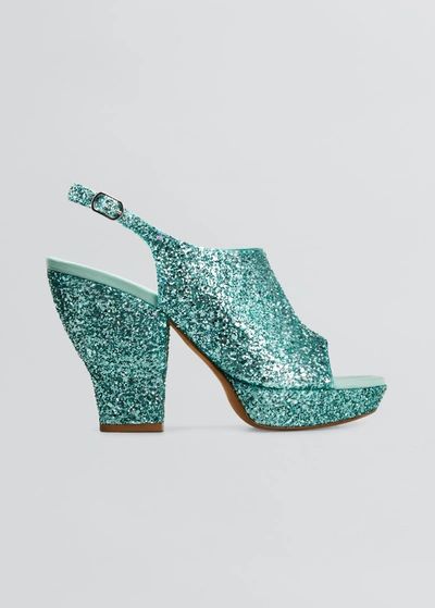 Shop 3.1 Phillip Lim / フィリップ リム Salma Glitter Platform Slingback Sandals In Mint
