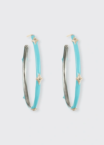 Shop Armenta New World Enamel Earrings W/ 14k Gold Crivelli In Turquoise