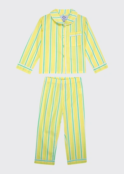 Shop Sant And Abel Kid's Andy Cohen 2-piece Striped Pajama Set In Yellow