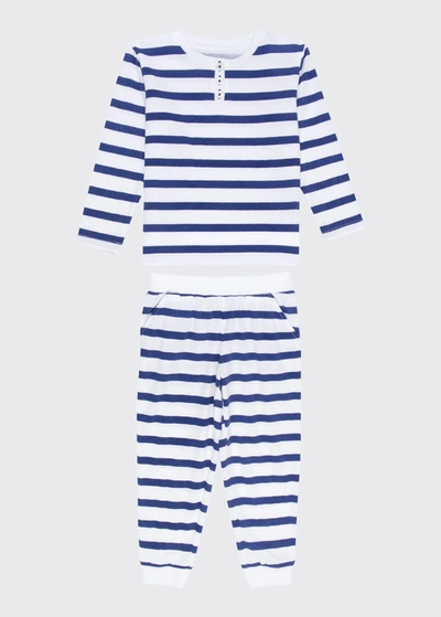 Shop Sant And Abel Kid's Marina 2-piece Striped Shirt & Pants Set In Navy