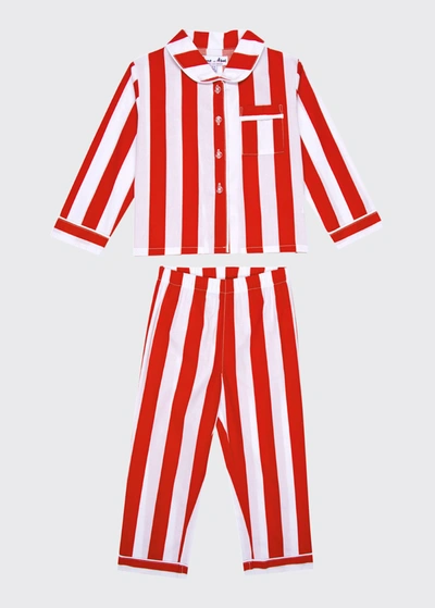 Shop Sant And Abel Kid's Braddock Striped 2-piece Pajama Set In Red