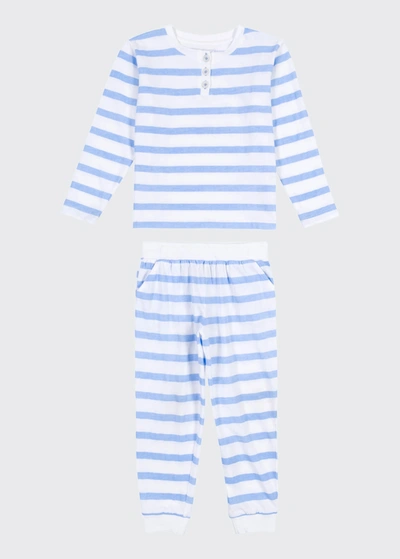 Shop Sant And Abel Kid's Striped 2-piece Shirt & Pants Set In Blue