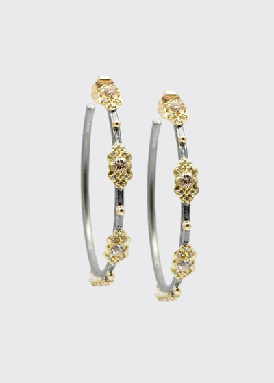 Shop Armenta Old World Two-tone Scroll Hoop Earrings In Black/gold