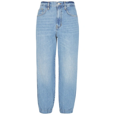 Shop Frame The Lounge Blue Tapered Jeans In Mid Blu