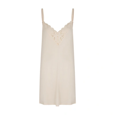 Shop Eberjey Naya Lace-trimmed Stretch-jersey Chemise In Cream