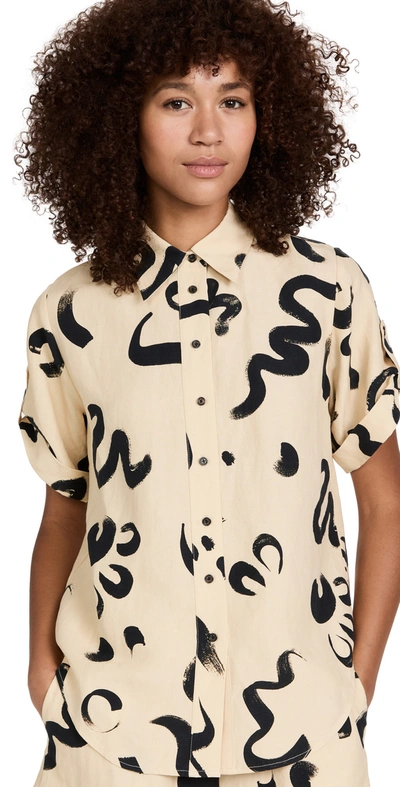 Shop Alemais Brush Stroke Shirt In Clay