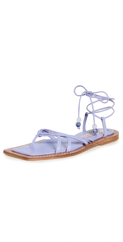 Shop Zimmermann Skinny Strap Tie Flat Sandals In Lilac