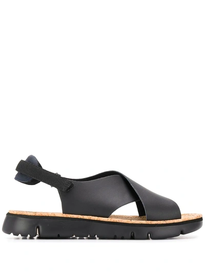 Shop Camper Oruga Criss-cross Sandals In Black