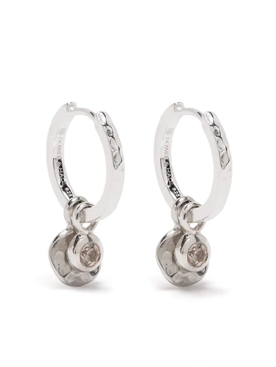 Shop Dower & Hall Hammered Hoops Disc/dew Drops In Silver