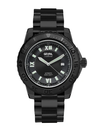 Shop Gevril Men's Seacloud 45mm Blacktone Stainless Steel Swiss Automatic Bracelet Watch