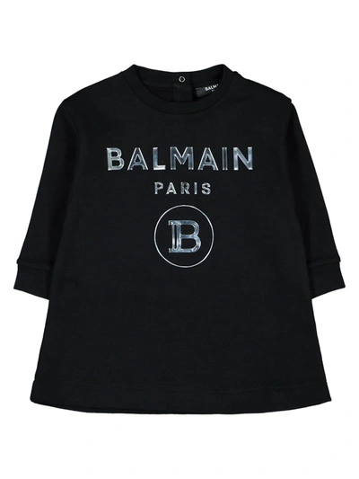 Shop Balmain Kids Dress For Girls In Black