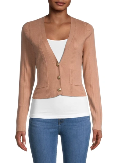 Shop L Agence Women's Jamie Cropped Cardigan In Nude