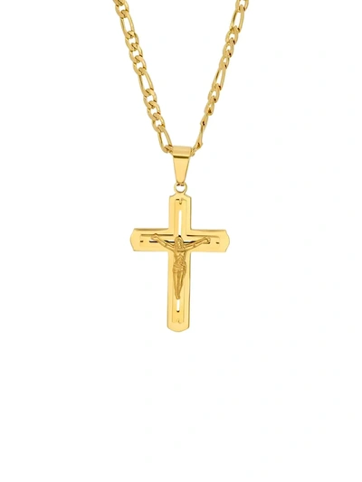 Shop Anthony Jacobs Men's 18k Goldplated Stainless Steel Crucifix Pendant In Neutral