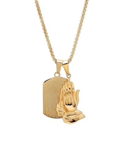 Shop Anthony Jacobs Men's 18k Goldplated Stainless Steel Dog Tag Pendant Necklace In Neutral