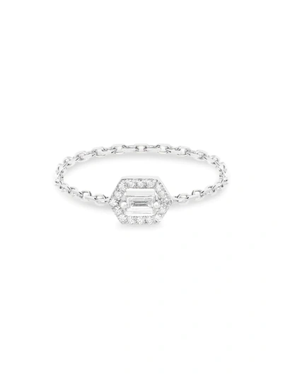 Shop Djula Women's Eclat 18k White Gold & Diamond Chain Ring