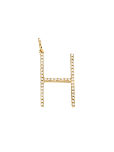 Shop Saks Fifth Avenue Women's 14k Yellow Gold & Diamond Pavé Initial Charm In Initial H