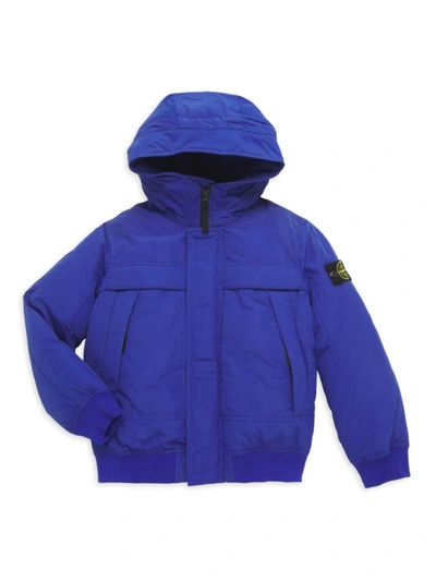 Stone Island Little Kids & Kid's Logo Patch Hooded Jacket In Bright Blue |  ModeSens