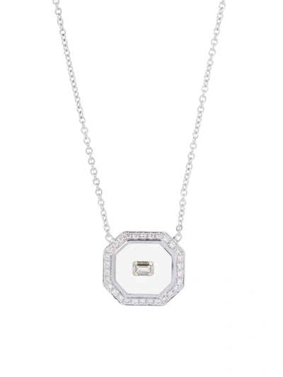 Shop Nikos Koulis Women's Universe 18k White Gold, Diamond & Enamel Invisible Pendant Necklace