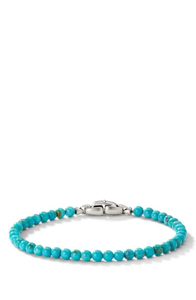 Shop David Yurman Spiritual Beads Bracelet With Turquoise In Silver/ Lapis