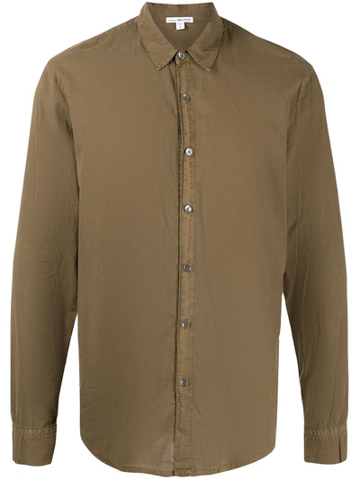 Shop James Perse Standard Long-sleeve Cotton Shirt In Green