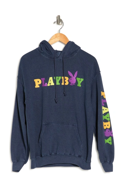 Shop Merch Traffic Rainbow Playboy Logo Hoodie In Navy