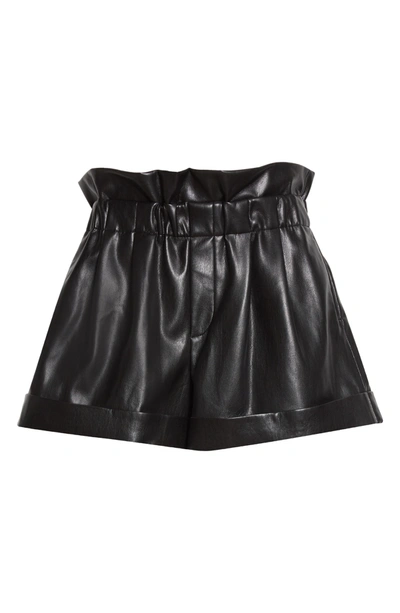 Shop Alice And Olivia Reagan Faux Leather Paperbag Shorts In Black