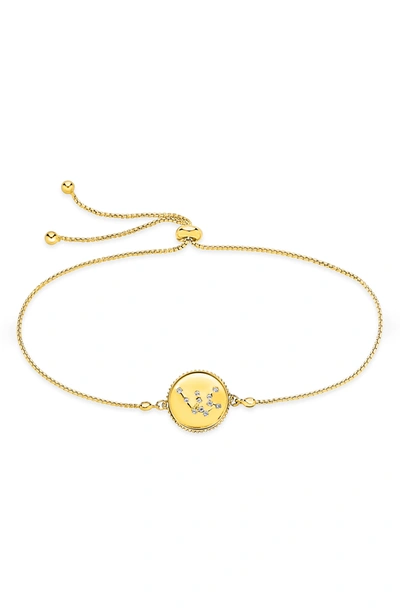 Shop Sterling Forever Sterling Silver Constellation Disk Bolo Bracelet In Gold- Aquarius