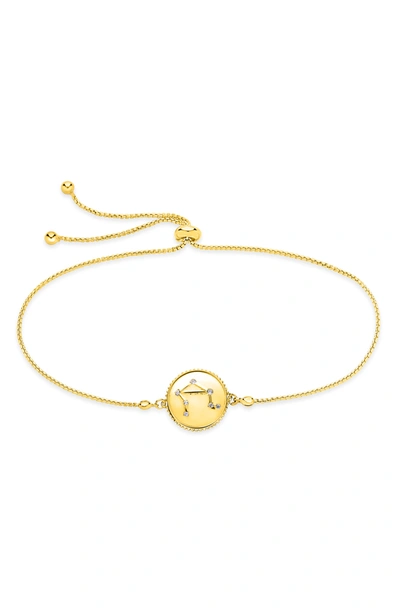 Shop Sterling Forever Sterling Silver Constellation Disk Bolo Bracelet In Gold- Libra