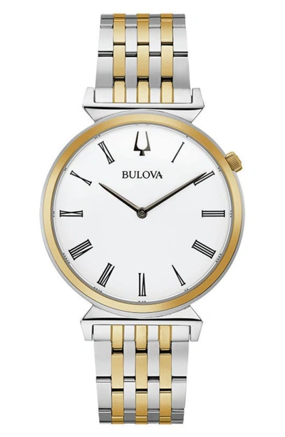 Shop Bulova Regatta White Dial Stainless Steel Heritage Watch, 38mm In Two-tone