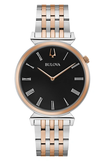 Shop Bulova Regatta Two-tone Black Dial Classic Watch, 38mm