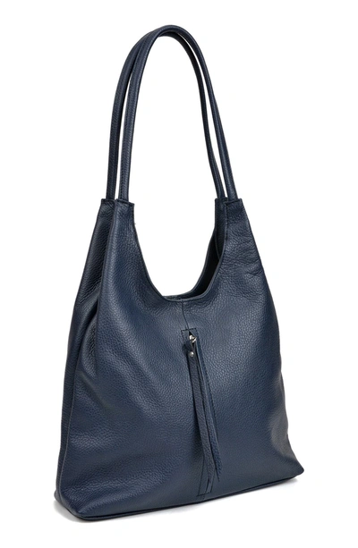 Shop Isabella Rhea Top Handle Leather Hobo Bag In Blu Scuro