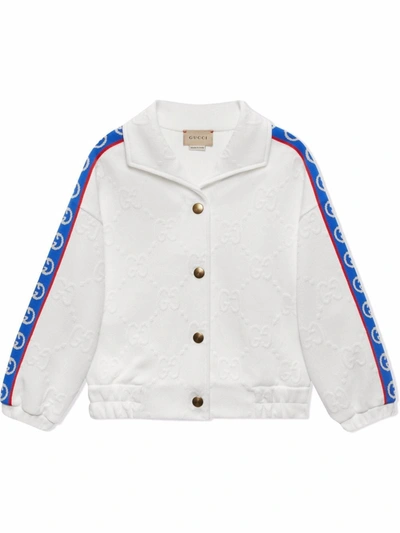 Shop Gucci Logo Jacquard Stripe Jacket In White