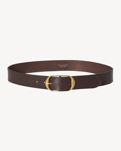 Nili Lotan Nili Belt In Dark Brown W/antique Brass Buckle