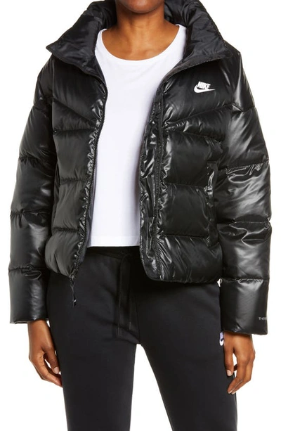 Shop Nike Sportswear City Therma-fit Down Puffer Jacket In Black/ White
