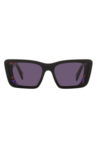 Shop Prada 51mm Butterfly Sunglasses In Black/ Havana Abstract/ Violet