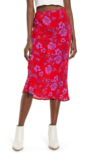 Shop Band Of Gypsies Menton Floral Skirt In Red Mag