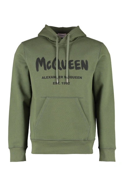 Shop Alexander Mcqueen Graffiti Logo Hoodie In Green