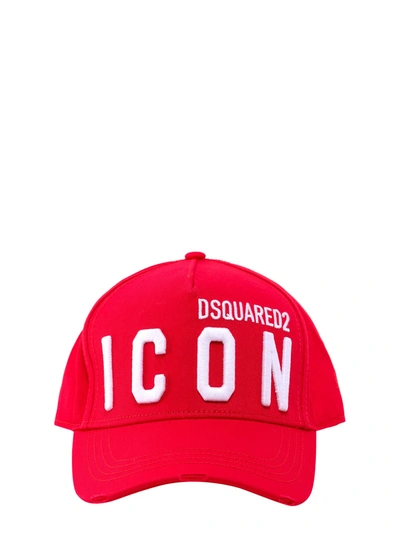 Shop Dsquared2 Icon Logo Embroidered Distressed Baseball Cap In Red