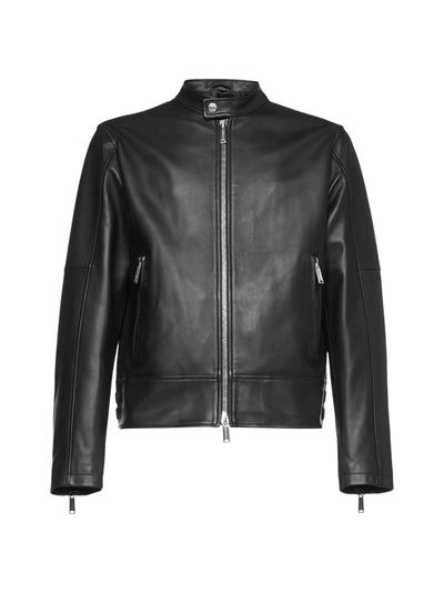 Shop Dsquared2 Leather Zipped Jacket In Black