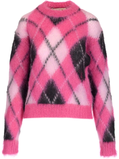 Shop Marni Patterned Crewneck Knit Jumper In Multi