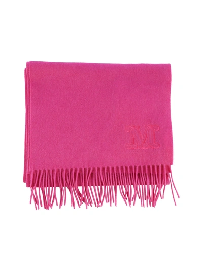 Shop Max Mara Monogram Fringed Foulard In Pink