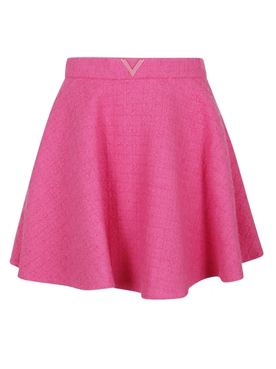 Shop Valentino Vlogo Flared Mini Skirt In Pink