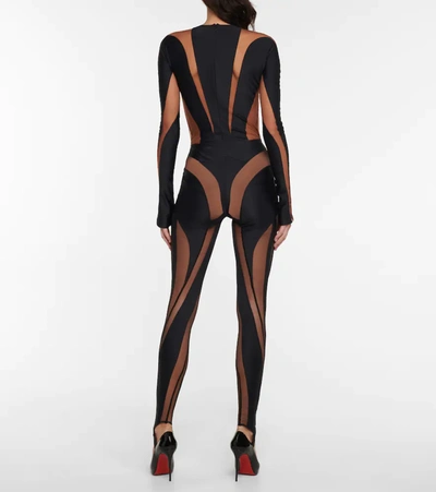 Shop Mugler Paneled Bodysuit In Black Nude 02