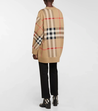 Shop Burberry Archive Check Wool-blend Oversized Sweater In Archive Beige