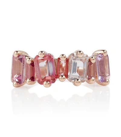Suzanne Kalan 14kt Rose Gold Ring With Pink Sapphires In Pink