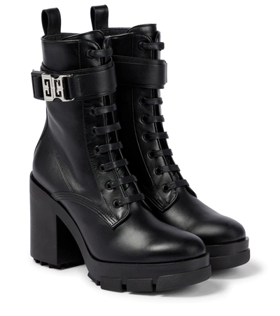 Shop Givenchy Terra Leather Lace-up Boots In Black