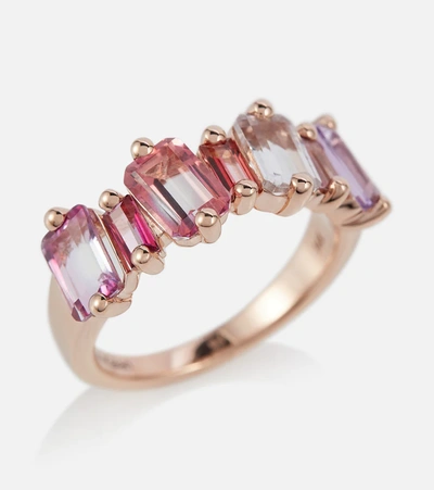 Suzanne Kalan 14kt Rose Gold Ring With Pink Sapphires In Pink