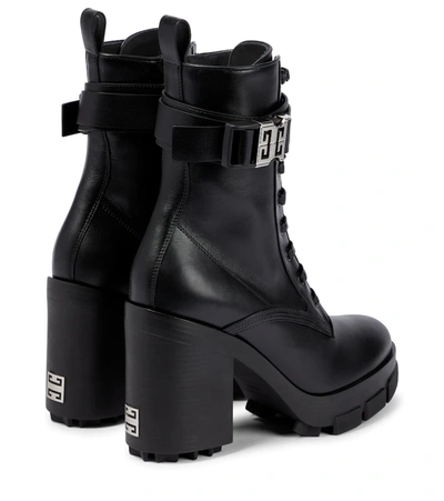 Shop Givenchy Terra Leather Lace-up Boots In Black