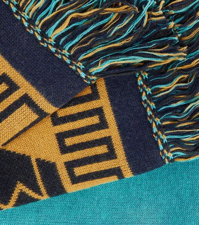 Shop Alanui Icon Wool-blend Jacquard Blanket In Fancy Ligh