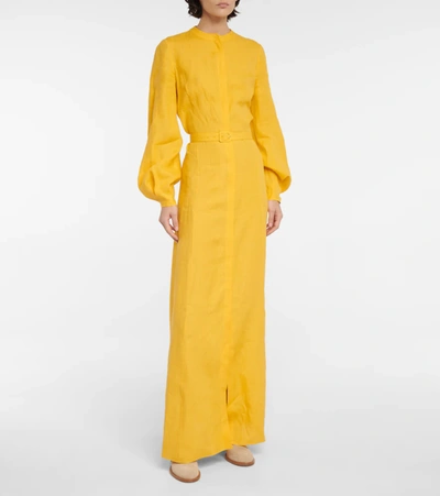 Shop Gabriela Hearst Massey Linen Maxi Dress In Jasper Yellow
